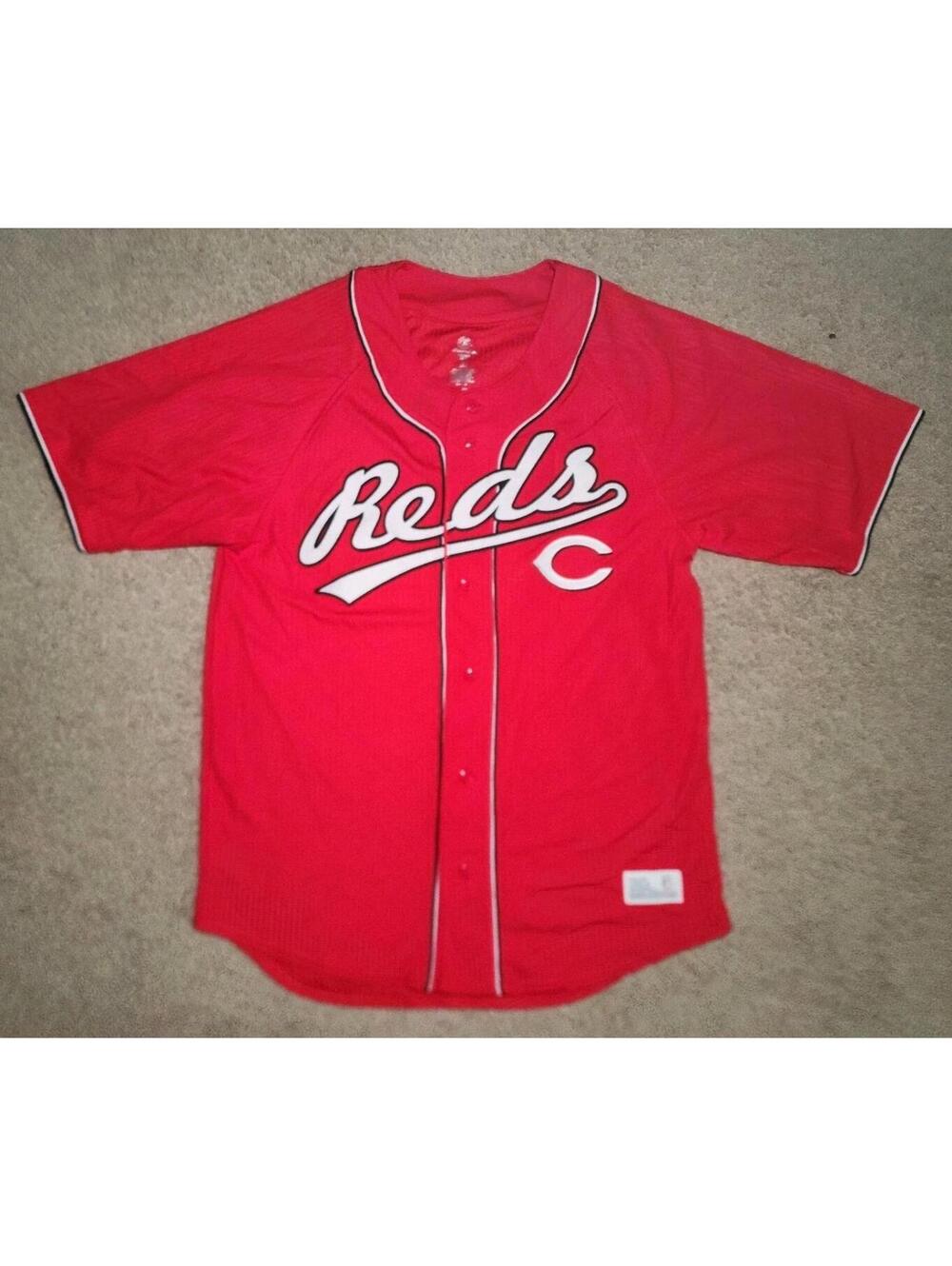 Cincinnati Reds Men's Button-Down Jersey Lightweight Beatheable Size Medium 6
